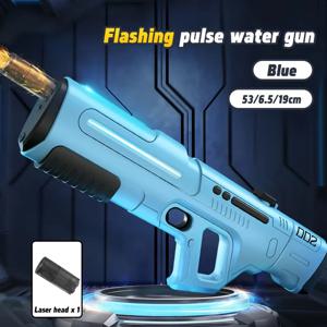 새로운 완전 자동 펄스 전기 물총 장난감, 불꽃 분사 기능 포함, 여름 성인 해변 수영장 물총 대전 물 분사 장난감 선물