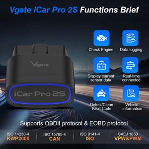 뉴보 Vgate iCar Pro 2S ELM327 블루투스 5.3 안드로이드/IOS/PC용 OBD2 자동차 진단 도구 업그레이드된 OBD