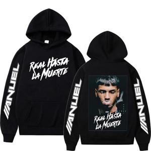 래퍼 Anuel Pullover Real Hasta La Muerte 프린트 가을 양털 후드 레귤러 긴 소매 의류 패션 streetwear sportwear
