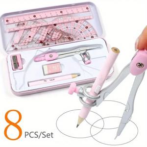 8 개/대 눈금자 나침반 연필 세트 기하학 수학 학생 그리기 편지지 소년 소녀 선물 학교 용품 수학