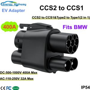 에너지 하이웨이 CCS2-CCS1/타입2-타입1(2 in 1) 400A 전기차 급속 충전기 변환 어댑터 BMW CCS2-CCS1 호환