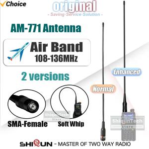 AM-771 에어 밴드 안테나 108-136MHz SMA-여성 향상 버전 QYT KT-A16 Quansheng UV K5 K6 Baofeng UV-32 UV-5RM Ham Radio