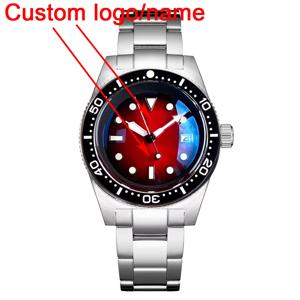 맞춤형 300m 방수 다이버 41MM NH35 오토매틱 남성용 손목시계 세라믹 베젤 선버스트 다이얼 AR 코팅 돔형 사파이어 크리스탈
