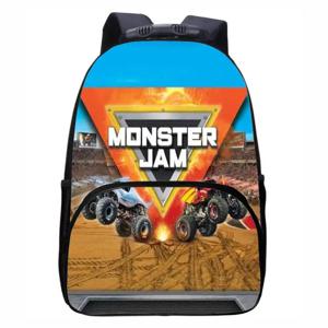 몬스터 잼 트럭, 초등학생, 중학생 및 고등학생을 위한 라운드 프론트 백 배낭, 남성 및 여성 배낭