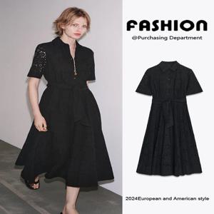 여름 신상 여성 셔츠 스타일 반팔 원피스 ZA2025 우아하고 캐주얼한 패셔너블한 원피스 의류