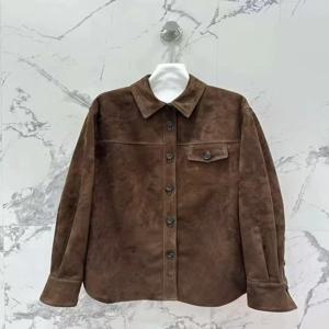 2025 레트로 양가죽 브라운 여성용 재킷 트렌디 키즈 스웨이드 코트 스트릿웨어 여성용 슈트 칼라 셔츠 스타일 재킷