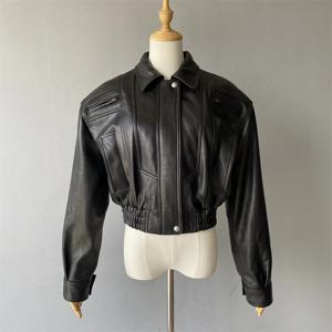 Luxyonuo 레이디 패션 진짜 스웨이드 가죽 자켓 짧은 스타일 양피 폭격기 재킷 여성 가을 ​​새로운 도착 정품 가죽 코트