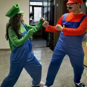 성인용 할로윈 코스프레 의상 슈퍼 루이지 브라더스 전체 세트 (모자 포함) 크리스마스 파티 무대 의상