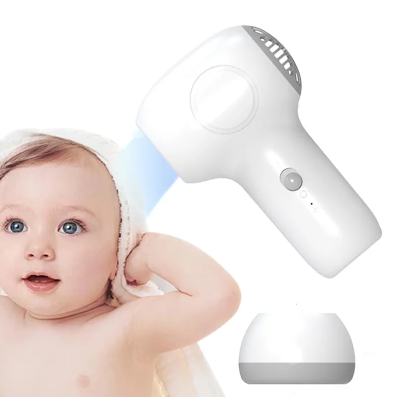 유아용 미니 무선 헤어 블로우 드라이어, 충전식 저소음, 부드러운 열, 아기 엉덩이 피부 안전