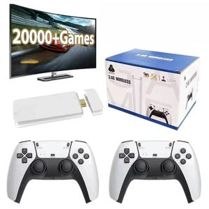 M15 4K 게임 스틱 TV 비디오 게임 콘솔 64G 내장 20000 게임 레트로 휴대용 게임 플레이어 무선 게임패드 컨트롤러 포함