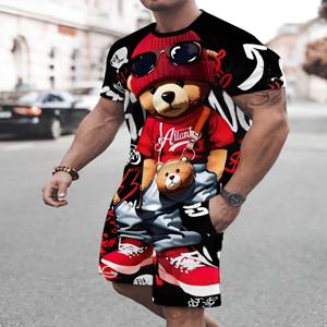 2025년 여름 신상 남성 세트는 스트리트 캐주얼 패션, 스포티함, 부드러움, 통기성, 그리고 3D 프린팅을 특징으로 합니다.