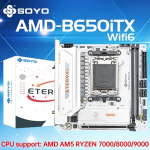 SOYO B650ITX AMD 미니 마더보드 AMD 라이젠 AM5 DDR5 지원 CPU 7000 8000 9000 프로세서 Pcie5.0x16 Pcie4.0x4 M.2 ARGB WIFI6