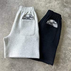 미국풍 크리에이티브 포켓 CD 패턴 만화 자수 패션 루즈 스트레이트 반바지 여름 Y2K 캐주얼 힙합 하이 스트리트 팬츠