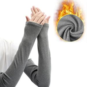 겨울용 캐시미어 따뜻한 팔토시 1쌍 남녀 공용 러닝 사이클링 팔 워머 두꺼운 플러시 팔 보호대 야외용 긴 장갑