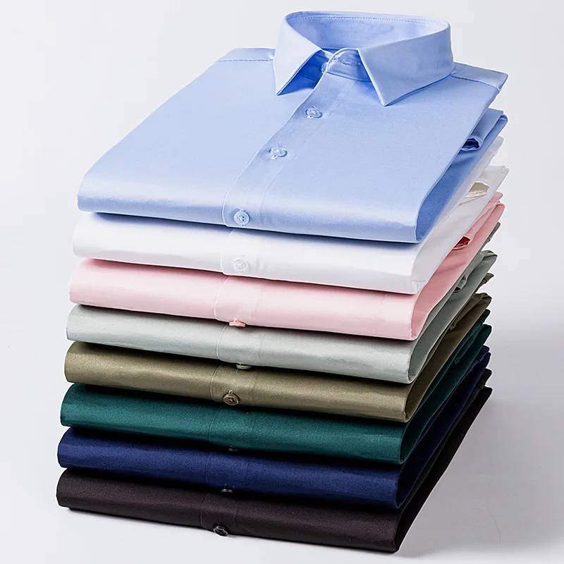 주름 방지 남성 셔츠 긴팔 드레스 셔츠 슬림 핏 비즈니스 블라우스 화이트 오피스 셔츠 남성 의류