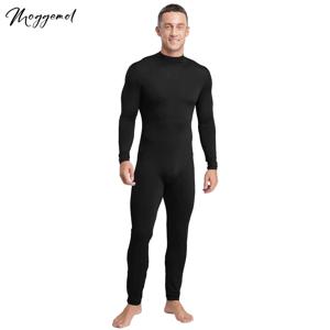 남성용 신축성 점프수트 목폴라 긴팔 긴바지 뒷지퍼 바디콘 바디수트 바디콘 풀 캣수트 파자마 속옷