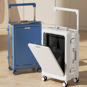 전면 개폐형 넓은 트롤리 여행용 가방 알루미늄 프레임 다기능 비즈니스 노트북 가방 기내용 캐리어 20-28인치