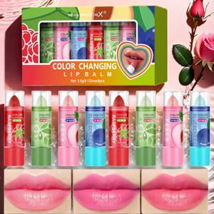 오리지널 컬러 체인지 립스틱 8PCS -12시간 지속, 보습, 얼룩 방지, PH 립스틱, 고품질 - 홀리데이 gif