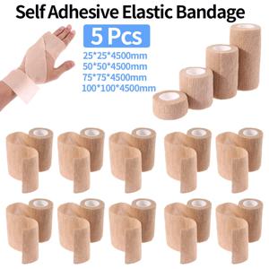 5개입 2.5/5/7.5/10cm 자가 접착 탄력 붕대 일회용 스포츠 고정용 손가락 손목 다리용 비직포 테이프