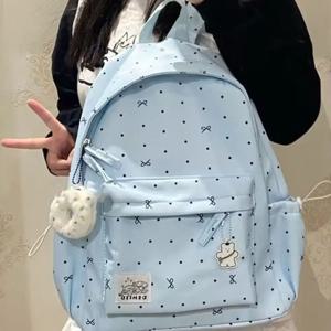 새로운 대용량 보우 백팩 초경량 통기성 여학생 백팩 나일론 학생 책가방