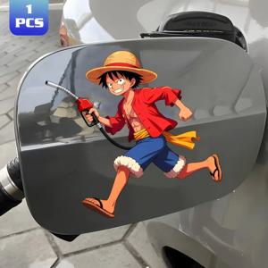 패션 몽키 D. 루피 애니메이션 자동차 연료 주입 알림 장식 스티커 만화 소년 자동차 오일 캡 방수 스티커 데칼 장난감