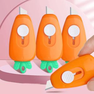 귀여운 당근 모양 포켓 유틸리티 나이프, 택배 상자 종이 커터, 미술 공예 포장용 휴대용 미니 종이 커터, 사무실 학교 문구