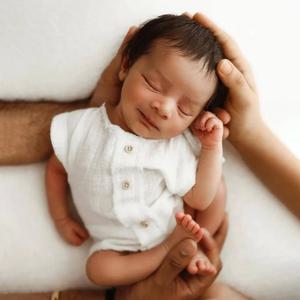 신생아 사진 촬영용 롬퍼 화이트 린넨 버튼 반팔 아기 사진 소품 신생아 사진 촬영 의상 가족 임신 촬영용