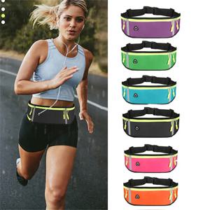 러닝 웨이스트 백 여성 남성 스포츠 방수 편안한 체육관 안전 반사 테이프 사이클링 폰 웨이스트 팩 소형 가방