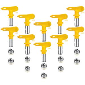 10개의 노란색 퀵 체인지 회전식 고압 에어리스 스프레이 건 노즐(211, 213, 313, 315, 411, 413, 517, 515, 619, 623)