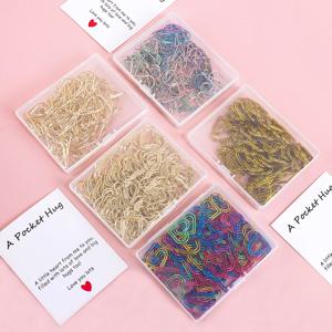 100개의 하트 모양 금속 다채로운 종이 클립, 노트 카드 북마크 클립, 창의적인 사무용품, 친구를 위한 문구 선물