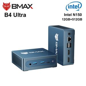BMAX B4 울트라 미니 PC 인텔 N150, 12GB RAM, 512GB SSD, 듀얼 Wi-Fi 2.4GHz 5GHz, 블루투스 5.0, 미니 컴퓨터 베어본
