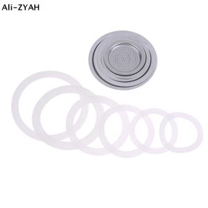 2025년 신제품 1세트 (3개 실리콘 가스켓 & 1개 알루미늄 필터) 커피 머신 포트 병 교체품 3/6/9/12컵 호환