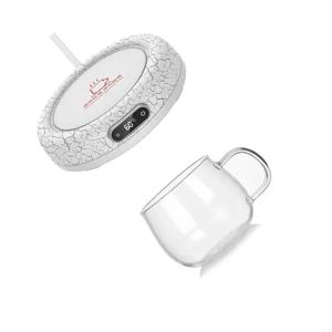 L38E 유리 머그잔 온열 장치 책상용 가열 온도 컵 온열 장치 유리 컵 전기 음료가있는 4 온도 설정