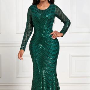스팽글 롱 이브닝 가운 우아한 여성 정장 파티 맥시 드레스 반짝이는 바디콘 연회 웨딩 게스트 플로어 길이 시크 드레스