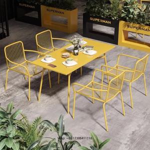 창의적인 철제 테이블 의자 세트, 소형 야외 레저 세트, 발코니/커피/밀크티 가게, 인더스트리얼 빈티지 레스토랑용