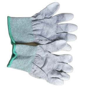 LED 산업용 전도성 나일론 카본 PU 손가락 코팅 전자제품 작업용 정전기 방지 탑핏 ESD 장갑