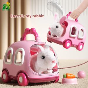 인터랙티브 춤추고 걷는 토끼 장난감, 어린이를 위한 플러시 토끼 전자 애완동물, 소년 소녀 생일 선물용 움직이는 애니메이션 동물 인형