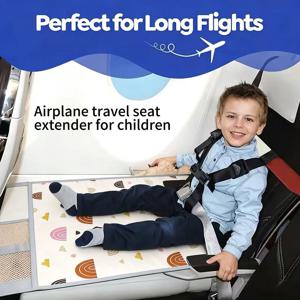 1인용 모델, 어린이용 여행 시트 쿠션, 자동차 및 비행기용, 다리 받침대 및 눕거나 휴식을 취할 수 있는 쿠션 포함, 어린이용 여행 발 받침대 쿠션, 접이식 보관용 버클 포함