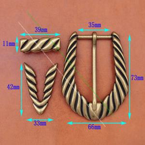 황동 도금 웨스턴 로데오 카우보이 가죽 공예 꽃 각인, DIY 3 피스 세트, 벨트 버클 핏, 35mm 벨트 스트랩