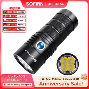 SOFIRN SP36 Pro 4*SST40 전구 EDC 강력한 Anduril 2.0 8000lm 랜턴 3*18650 5V/3A USB C 충전식 손전등 축광기5000k-6500k 450m 범위 IPX8 방수 후레쉬 충전식 토치 LED 작업등