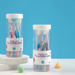 어린이용 버킷 부드러운 강모 칫솔 8개, 미끄럼 방지 손잡이, 매우 조밀한 부드러운 강모 칫솔, 2~8세