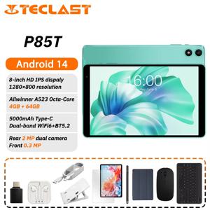 Teclast P85T 태블릿 PC Allwinner A523 8코어/8인치 1280*800 HD IPS/4GB RAM/64GB ROM/5000mAh Type-C/안드로이드 14/WiFi6+BT5.2
