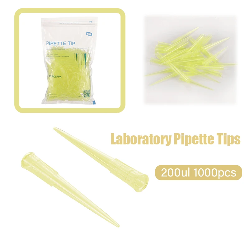 1000Pcs 실험실 피펫 팁 200ul 마이크로 피펫 일회용 플라스틱 피펫 팁 실험실 장비