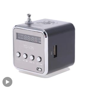 TD-V26 휴대용 미니 블루투스 스피커 화면 FM 라디오 MP3 플레이어 노트북 전화용 TF 카드 지원