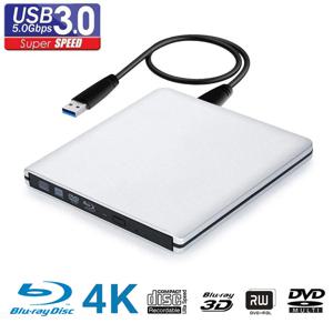 UHD 4K 블루레이 버너 USB 3.0 외장 광학 DVD 드라이브, 녹음기 BD-RE/ROM 3D 블루레이 플레이어 라이터 리더, Windows /MAC OS용