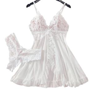 여성용 딥 브이 넥 로우 컷 팬티 파자마 백 레스 메쉬 투명 레드 섹시한 란제리 잠옷 레이스 나이트 드레스를 통해 볼 수 있습니다.