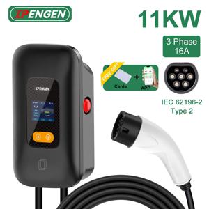 IPENGEN 11KW EV 충전기 스테이션 Type2 16A 3상 전기 자동차 충전기 EVSE Wallbox 충전 세트 충전 시간 WIFI APP 제어