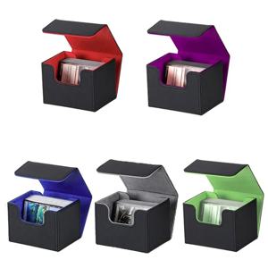 MTG TCG 카드 보관함용 100개 이상의 덱 박스 수납 가능, PU 가죽 트레이딩 카드 케이스 덱 홀더 보호대 (PKM 매직 요기오 카드용)