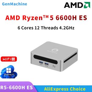 GenMachine Ryzen 5 6600H ES LPDDR5 16G 6400Mhz 미니 PC 3.3GHz-4.5GHz TDP 45W Windows 11 WIFI6 게임용 PC 미니 Pc Ordenador