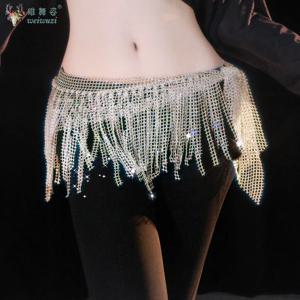 밸리 댄스 연습 벨트 여성 수석 다이아몬드 술 엉덩이 스카프 성인 및 어린이 오리엔탈 댄스 공연 액세서리